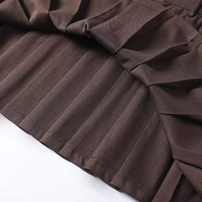 Women's new fashion college style pleated mini skirt