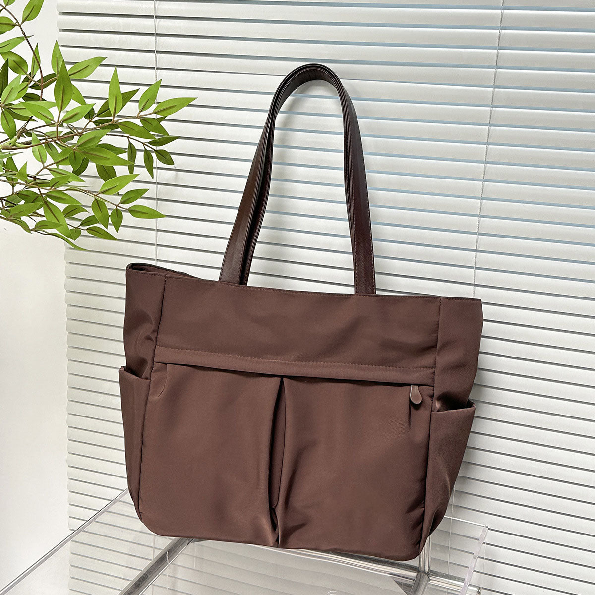 2026 women's new canvas shoulder bag retro texture solid color handbag