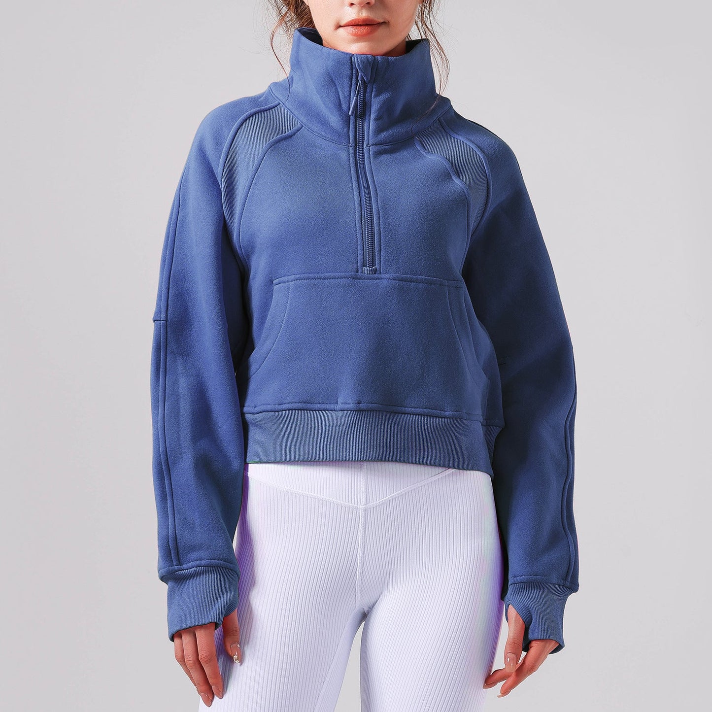 Women's new Joker Fall/Winter Yoga Clothing Semi-Zipper Stand-up Sports Sweater Loose Joker Leisure Yoga Top