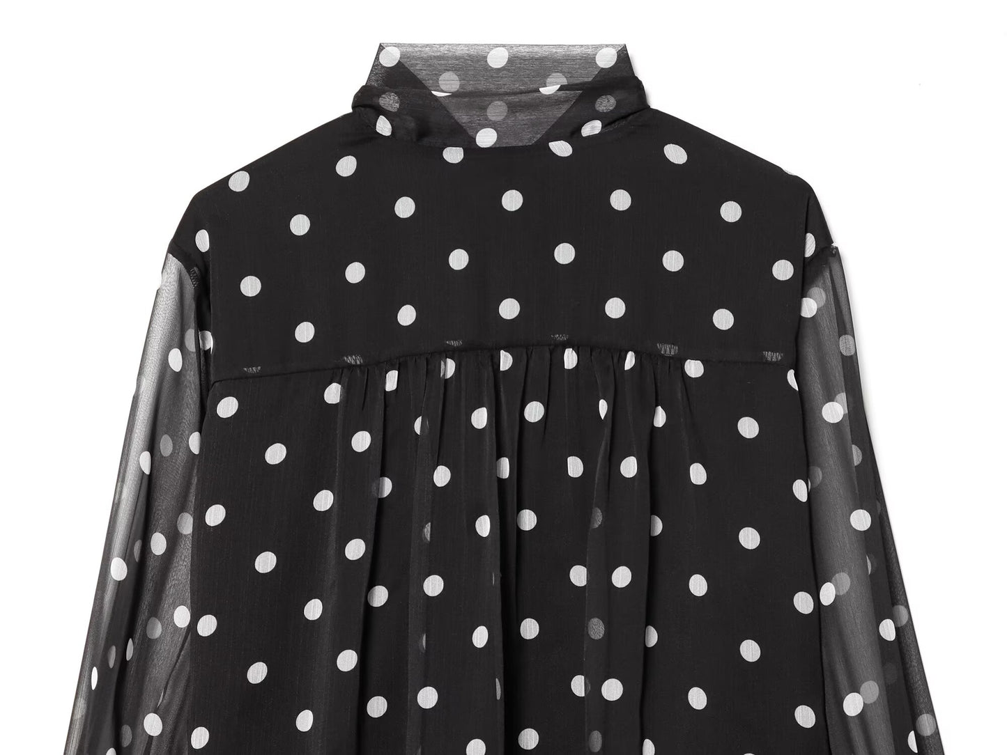 Women's ribbon collar polka dot shirt