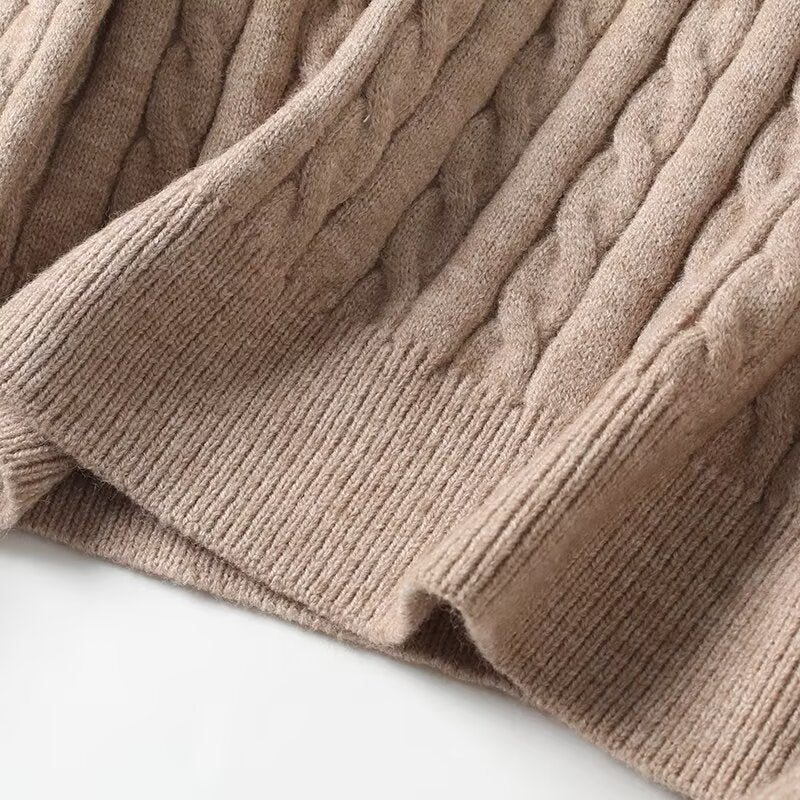 Women's new fashion polo collar striped long sleeved knitted sweater