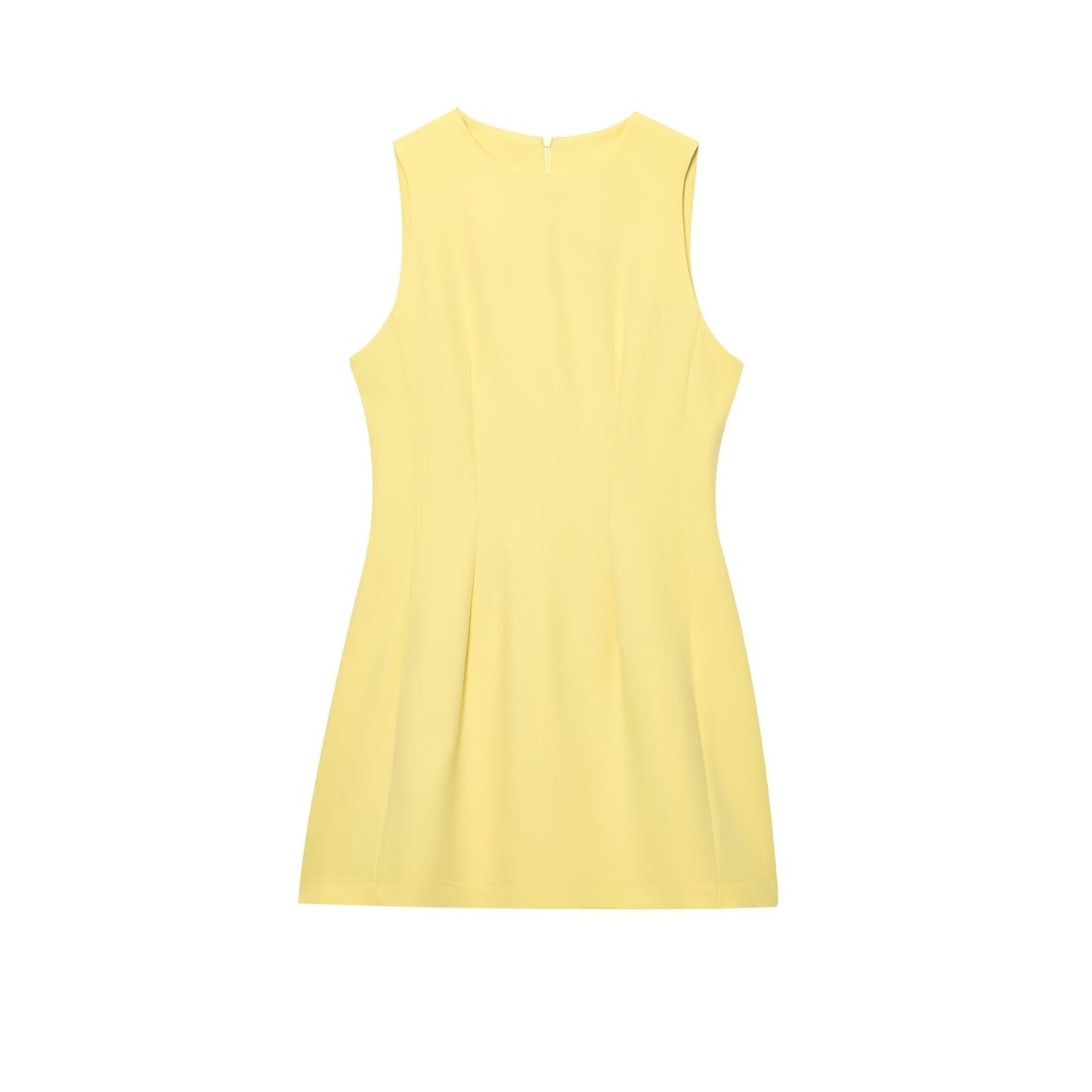 Women's O Neck fluffy sleeveless mini dress