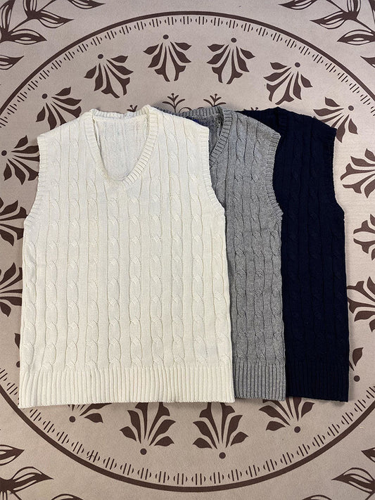 Women's embroidered V-neck vest knitted vest top