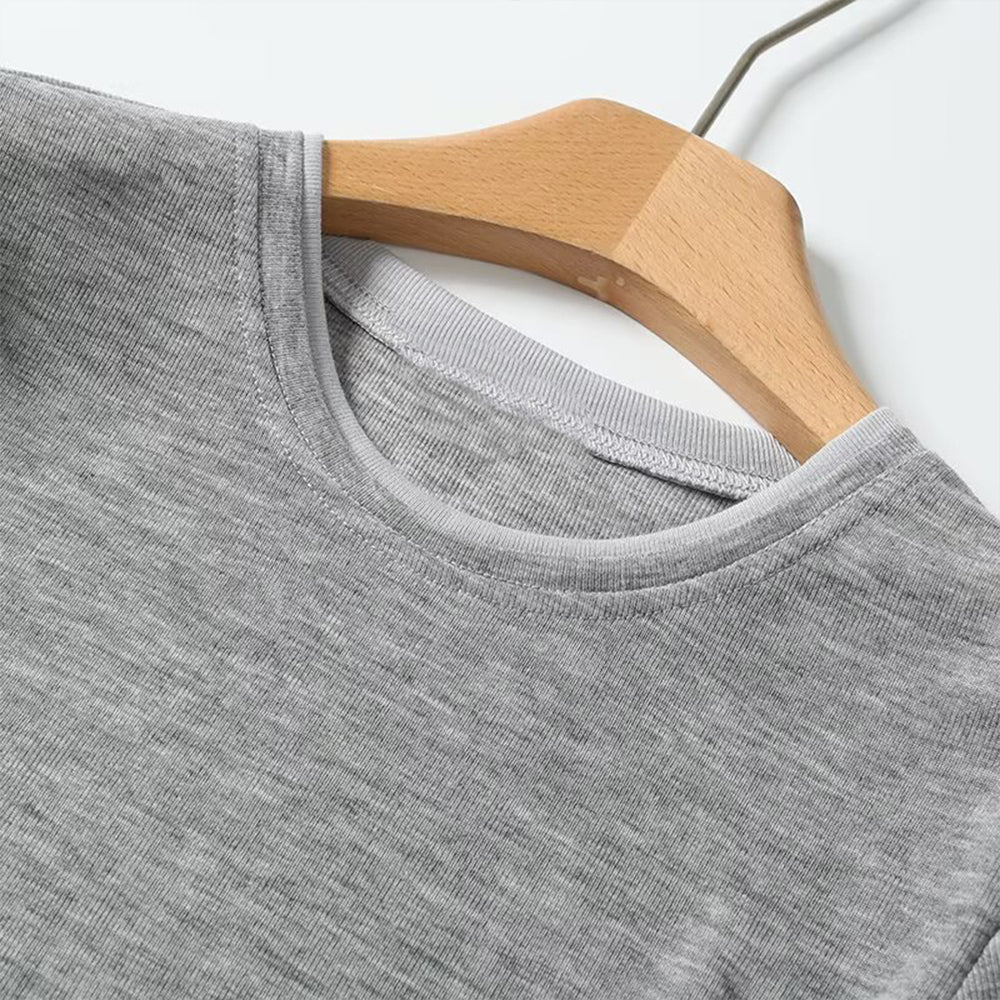 Women's New Fashion Basic Style Double Color Edge O Neck Short sleeved T-shirt