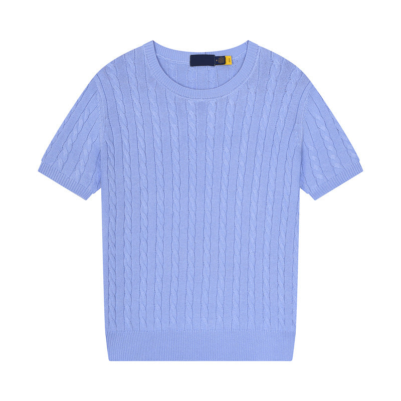 Women's new casual versatile embroidered O-neck short-sleeved T-shirt sweater