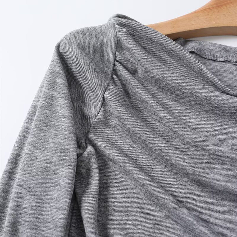 Women's new fashion long sleeved pleated knitted T-shirt top