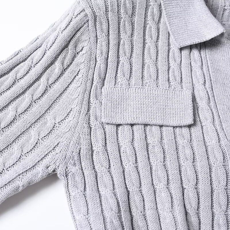 Women's 2025 new fashion striped polo collar knitted sweater