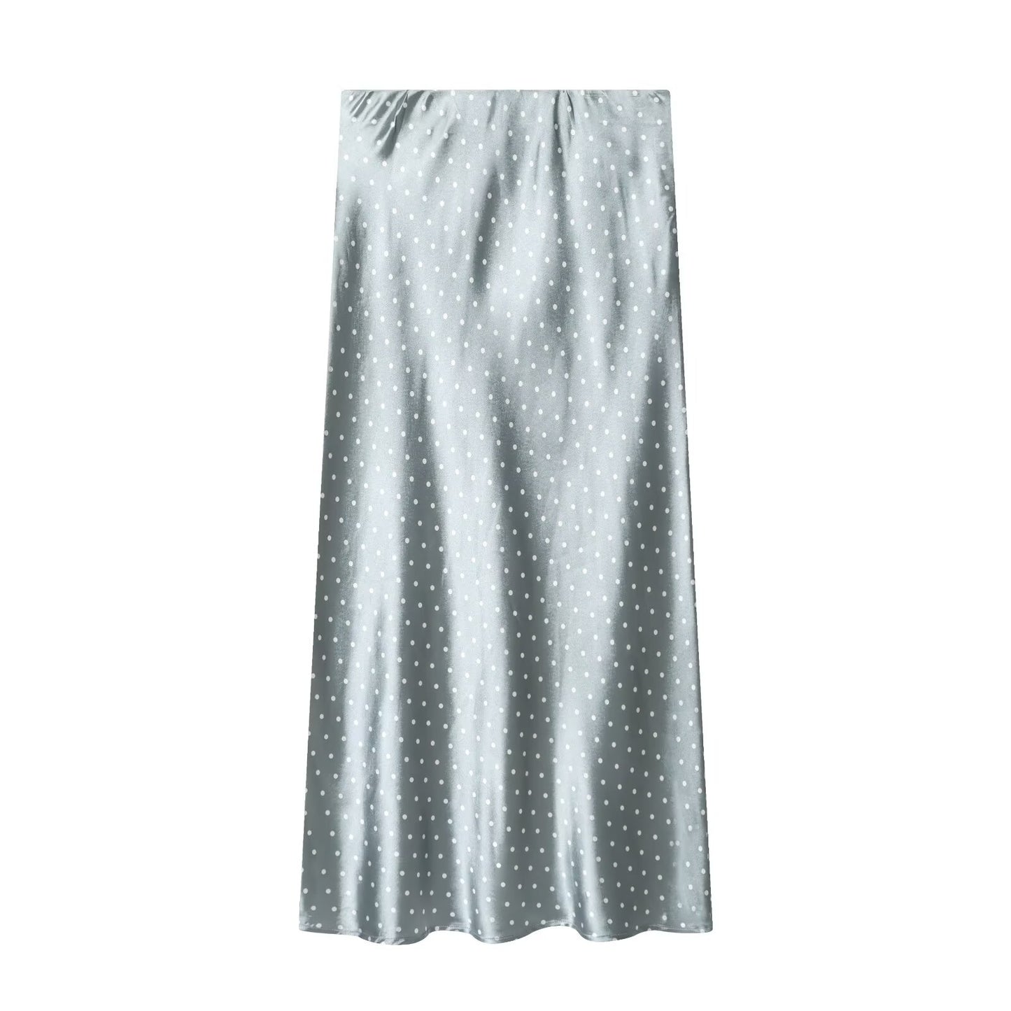 Women's polka dot satin texture MIDI skirt