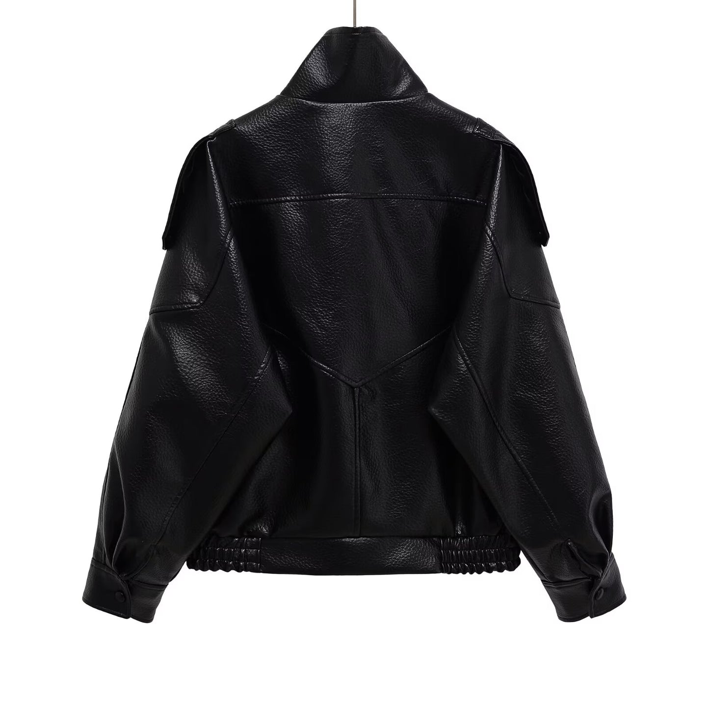 Women's casual stand collar Faux Leather jacket Coat