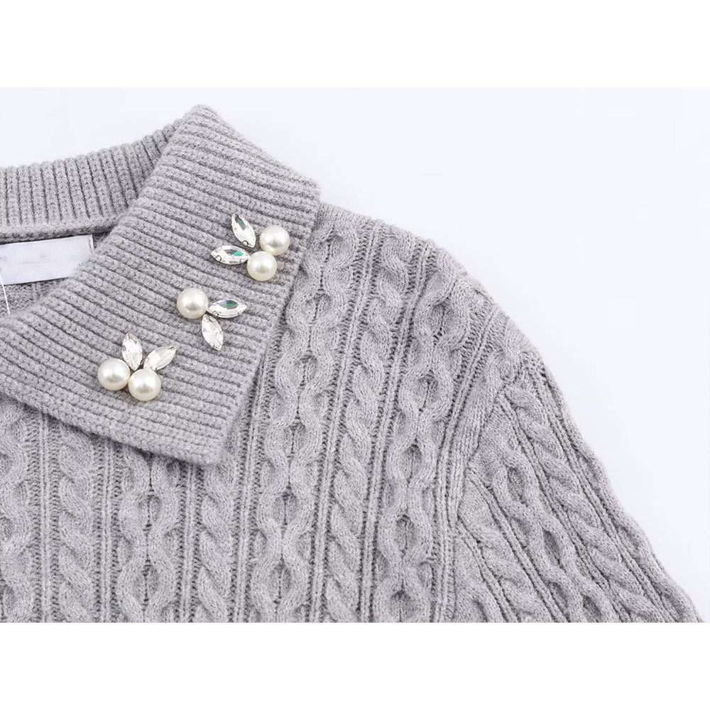Women's jewelry collar decoration striped knitted sweater