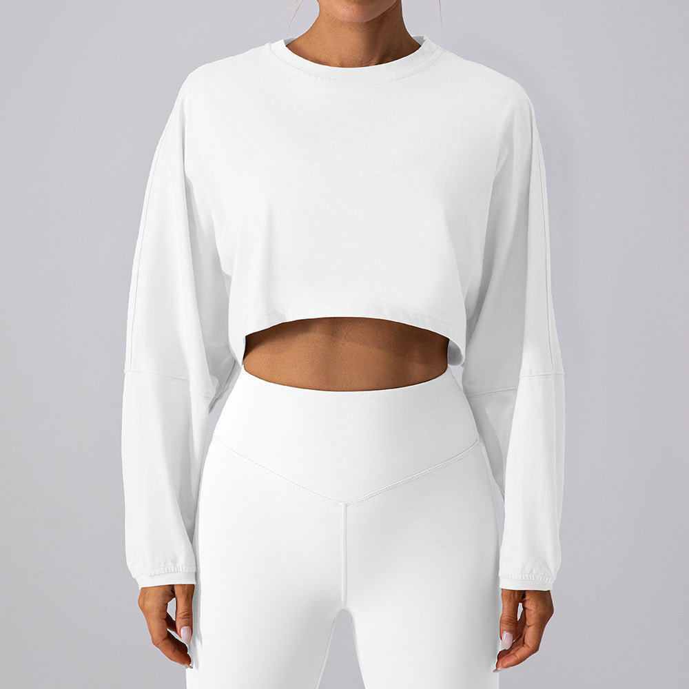 Women's New Fashion Joker T-shirt Sports Short Bottoming Shirt Yoga Running Loose Long-sleeved Shirt