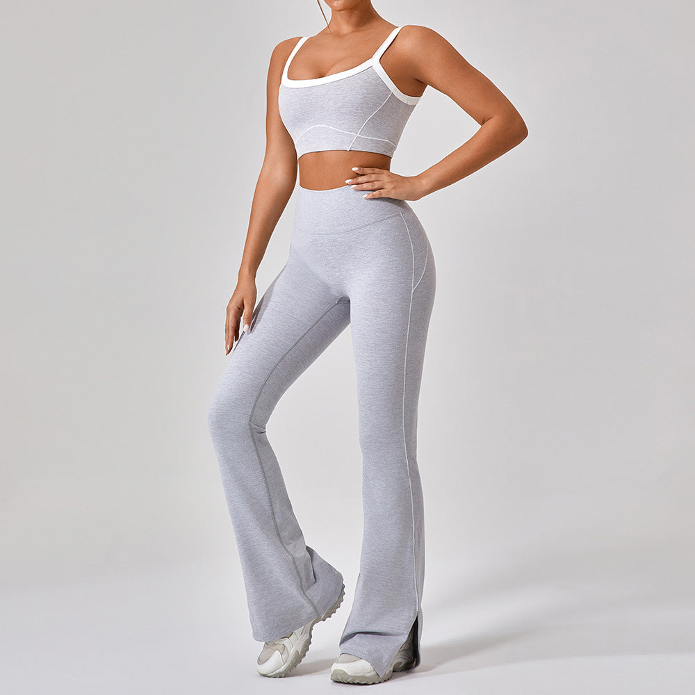 Women's new nude tight outdoor sports bra contrast suit