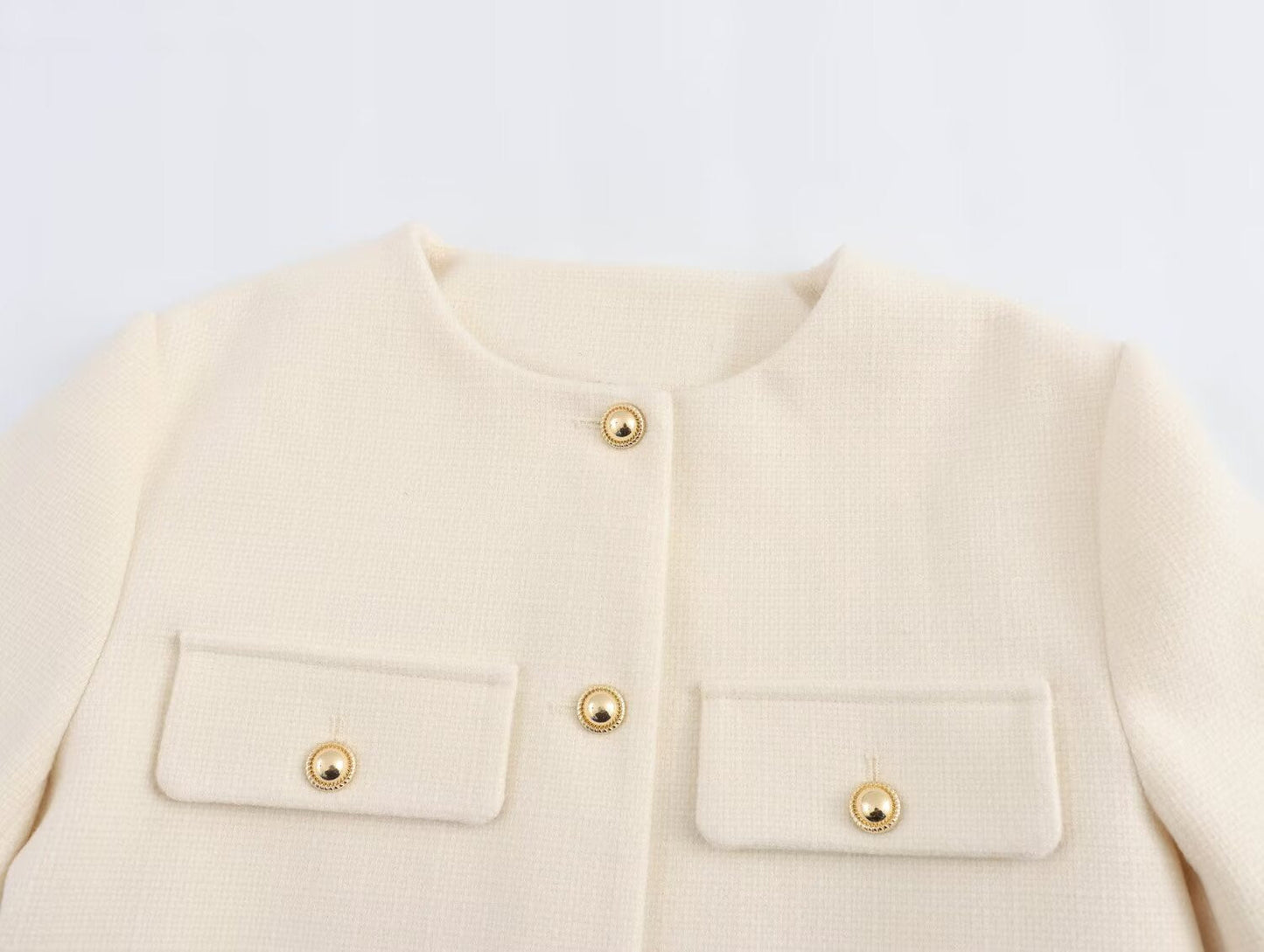 Women's new flip cover decoration short O Neck Blazer Coat