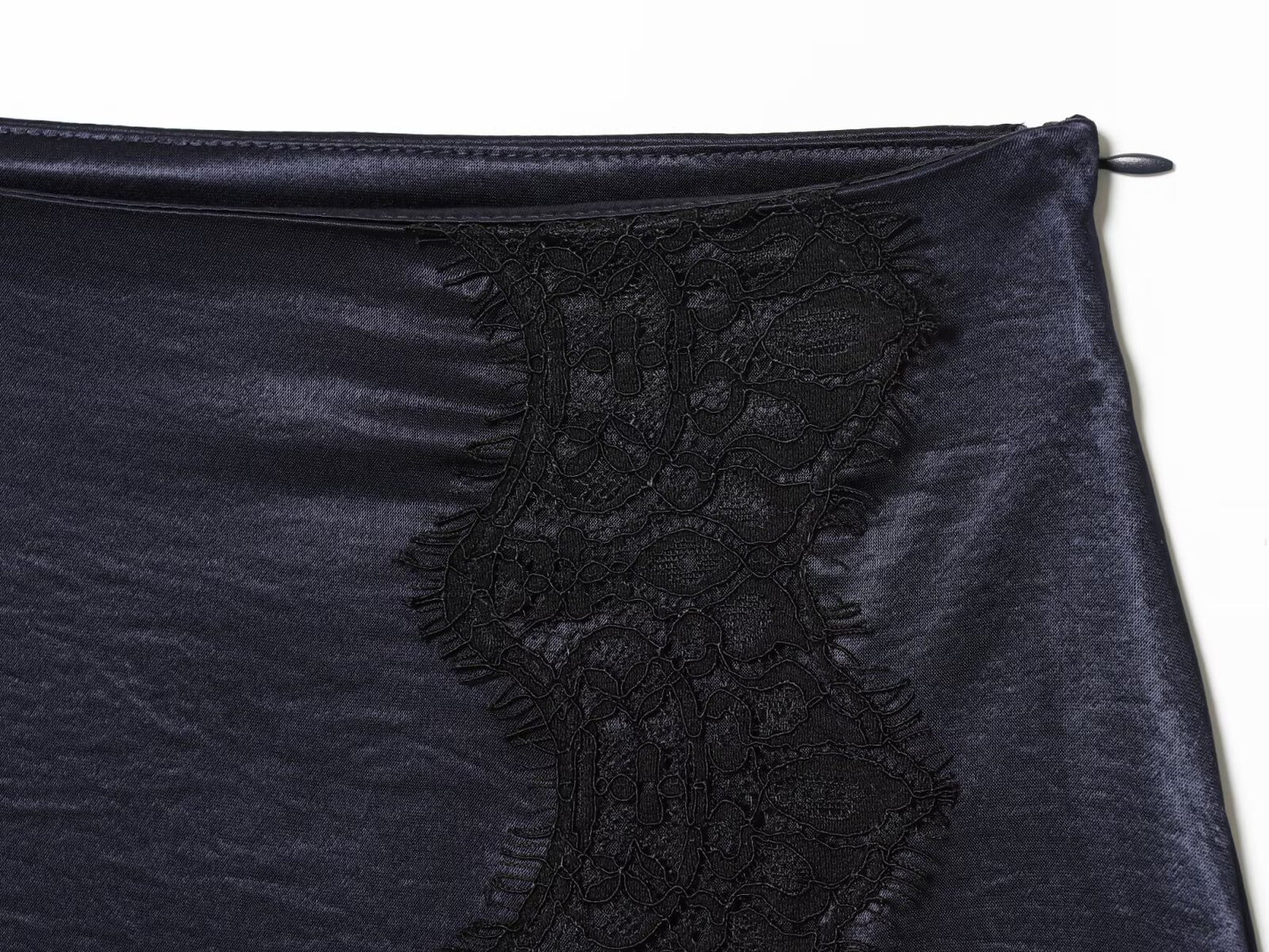 Women's satin textured patchwork lace mini skirt