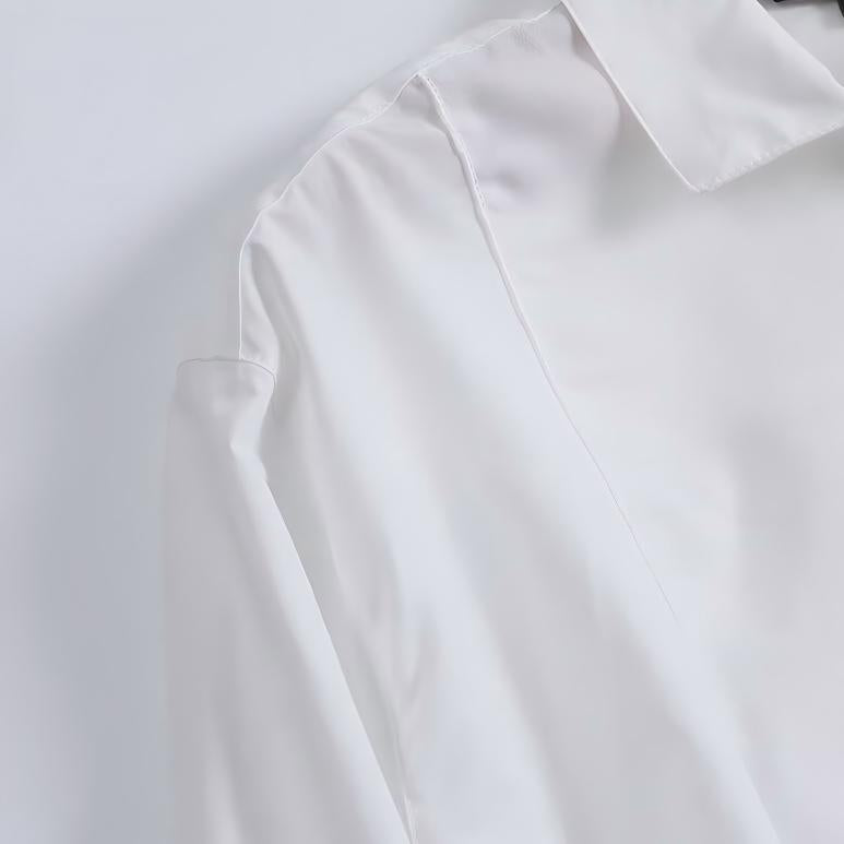 Women's new fashion Interior style patchwork short long sleeved shirt