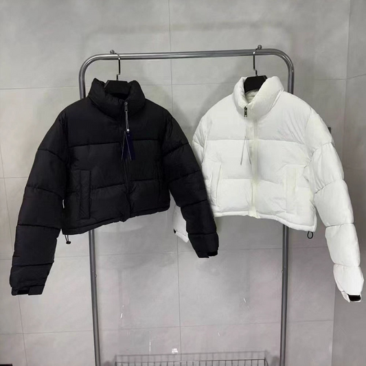 Women's new embroidery high waist short cotton-padded jacket