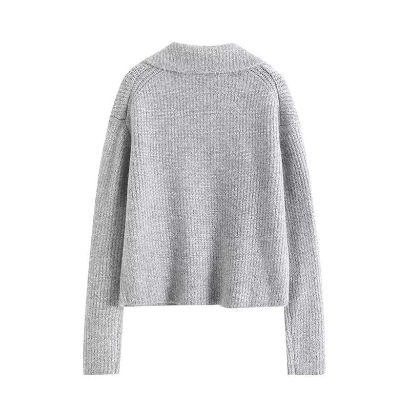 Women's soft texture double breasted knitted cardigan Coat