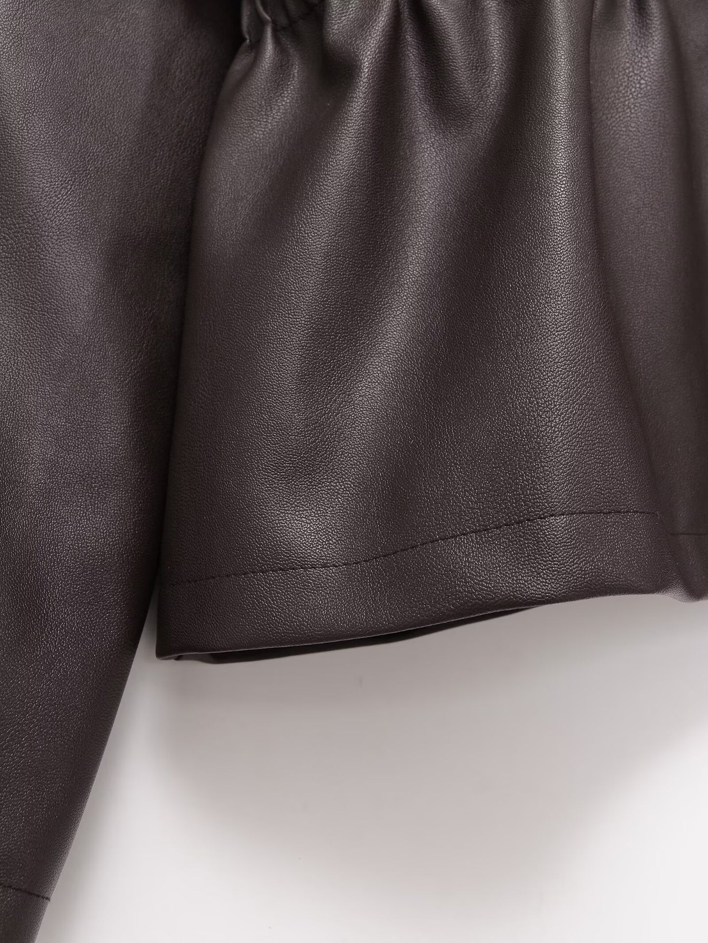 Women's elastic waist lapel Faux Leather jacket Coat