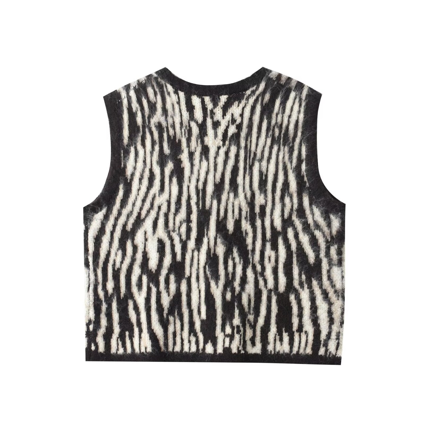 Women's new fashion V-neck buckle striped knitted vest