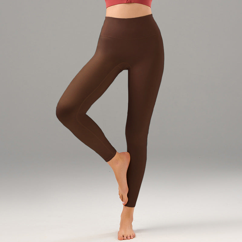 Pocket Women's New Nude Sweat-wicking Breathable Waist-lifting Hip Slim Slimming Fitness Pants