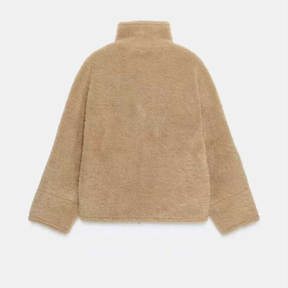 Women's new autumn and winter double velvet zipper coat