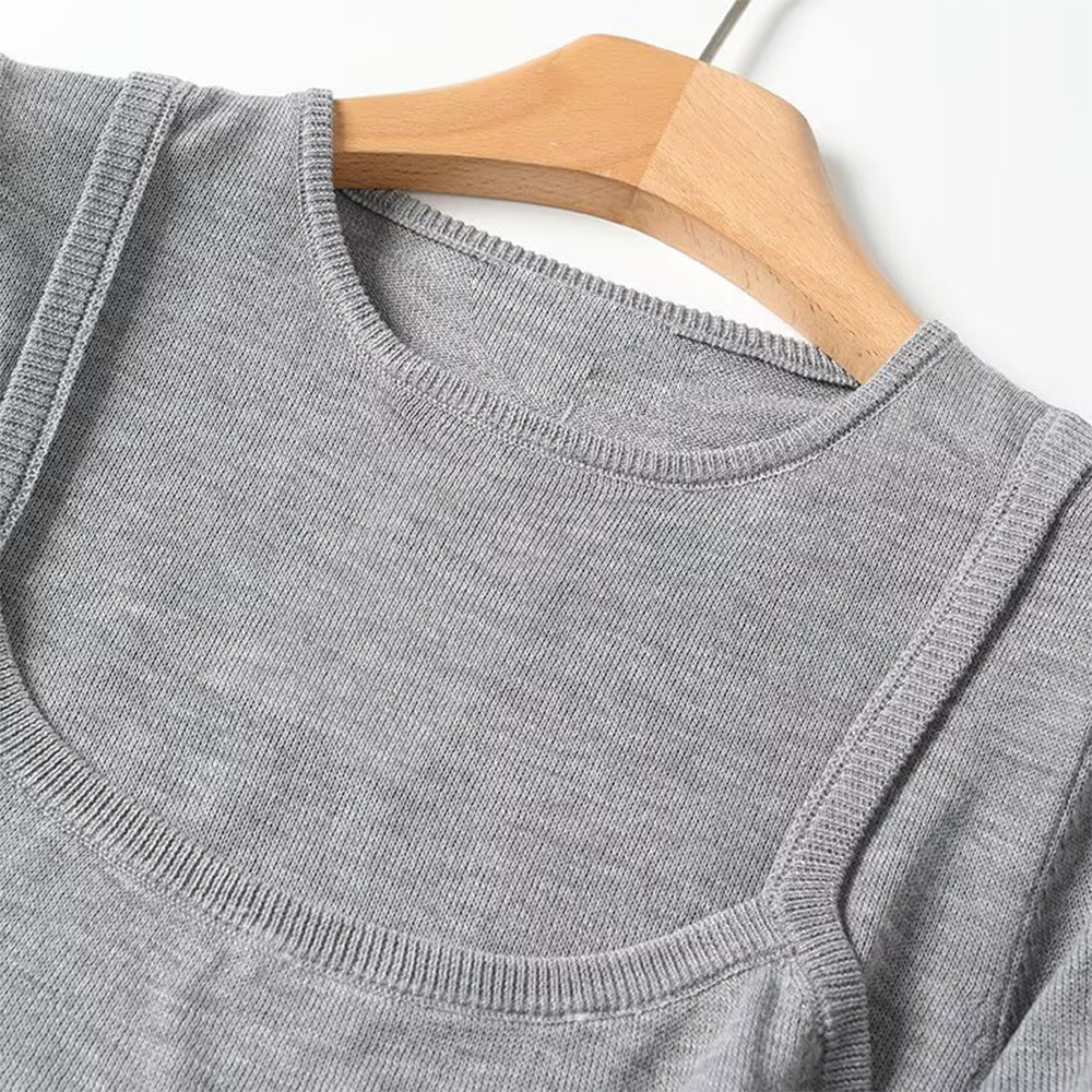 Women's new fashion casual short sleeved knitted T-shirt top