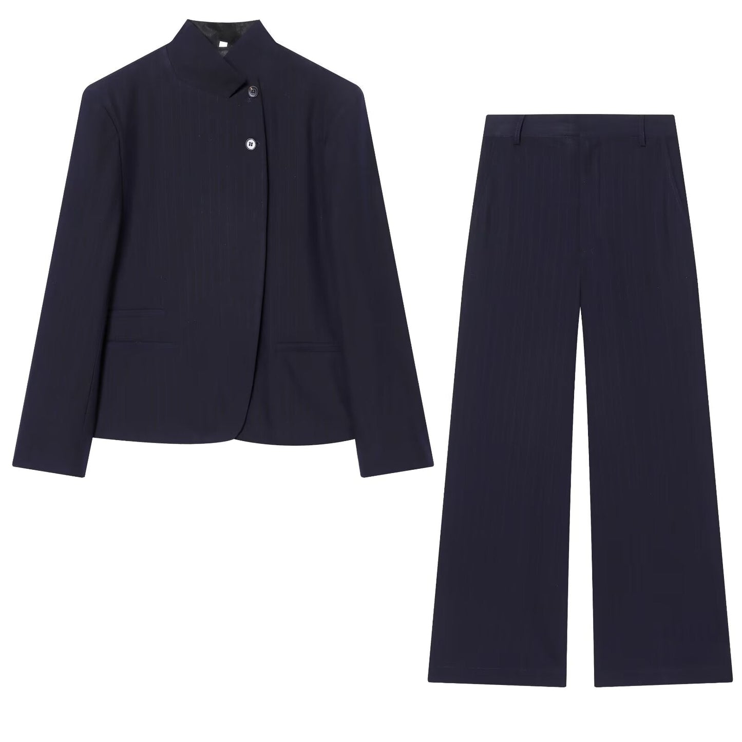 Women's high neck slim striped Blazer Coat+Pants