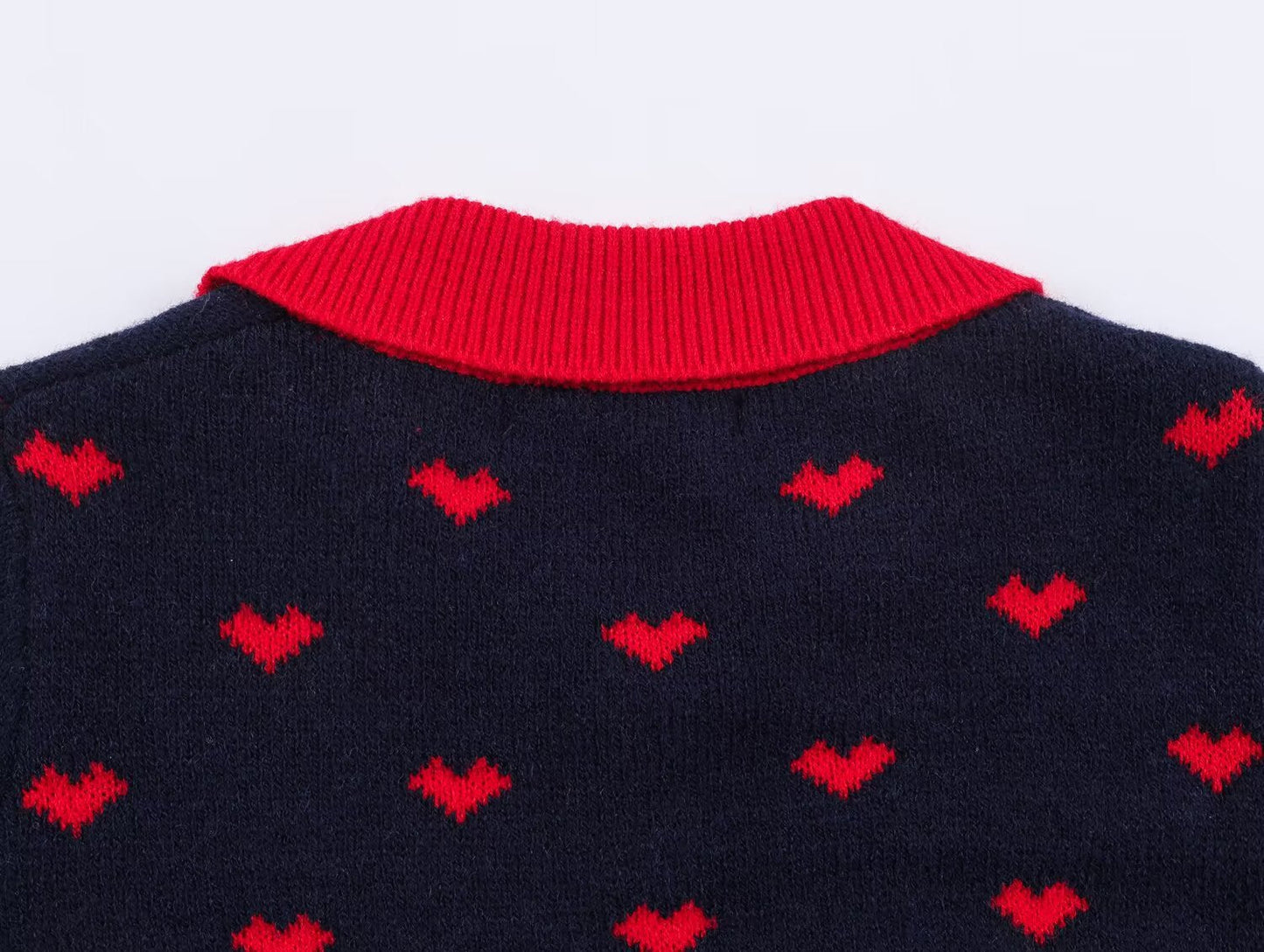 Women's short heart-shaped jacquard knitted Coat