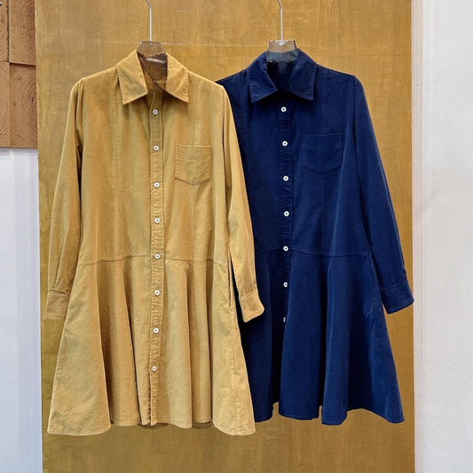 Women's new embroidered corduroy slim long-sleeved dress