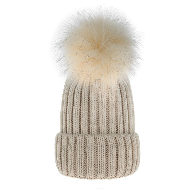 Women's new elastic wool ball decorative knitted hat