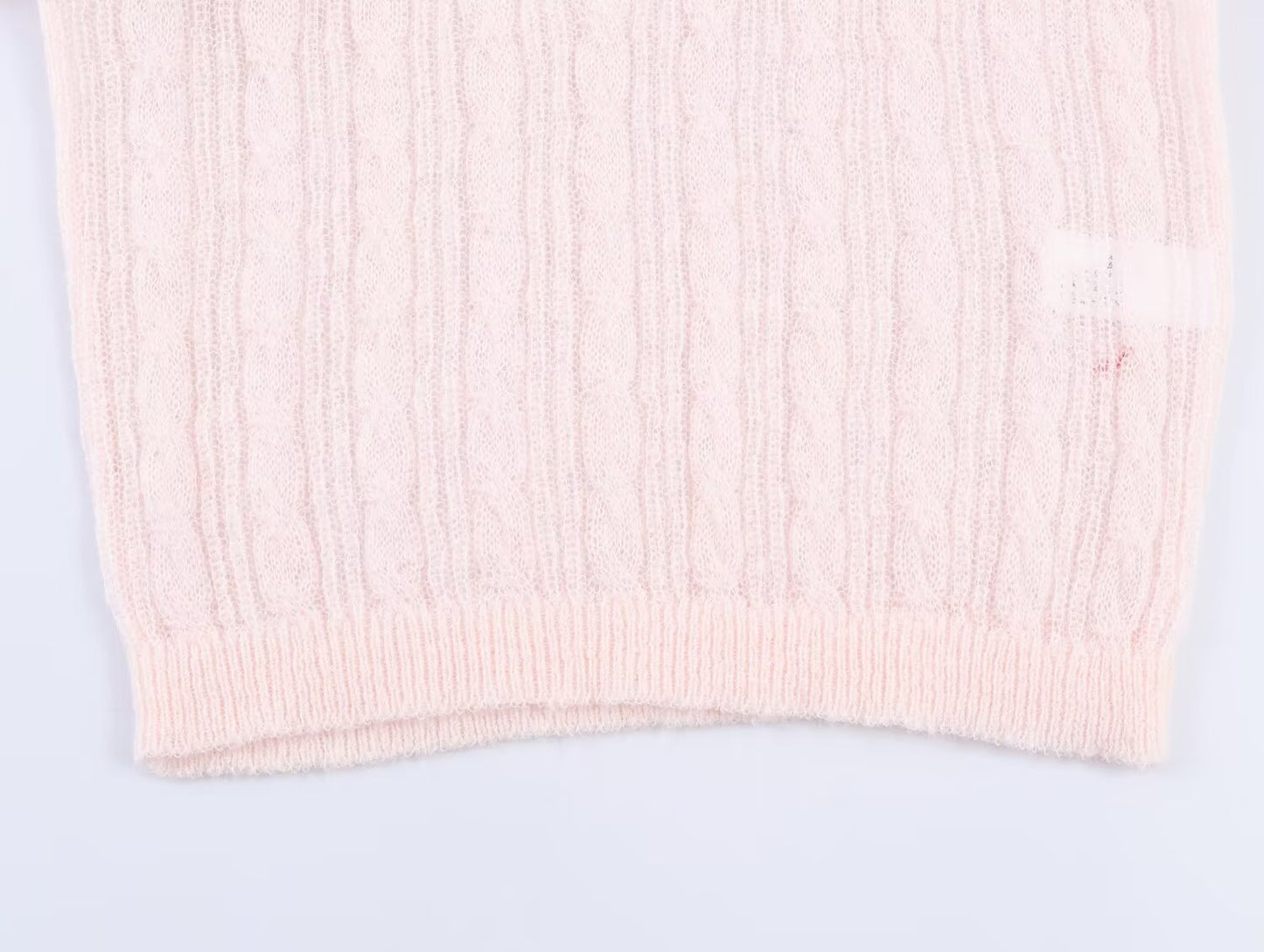 Women's O Neck short sleeved hollow knit sweater