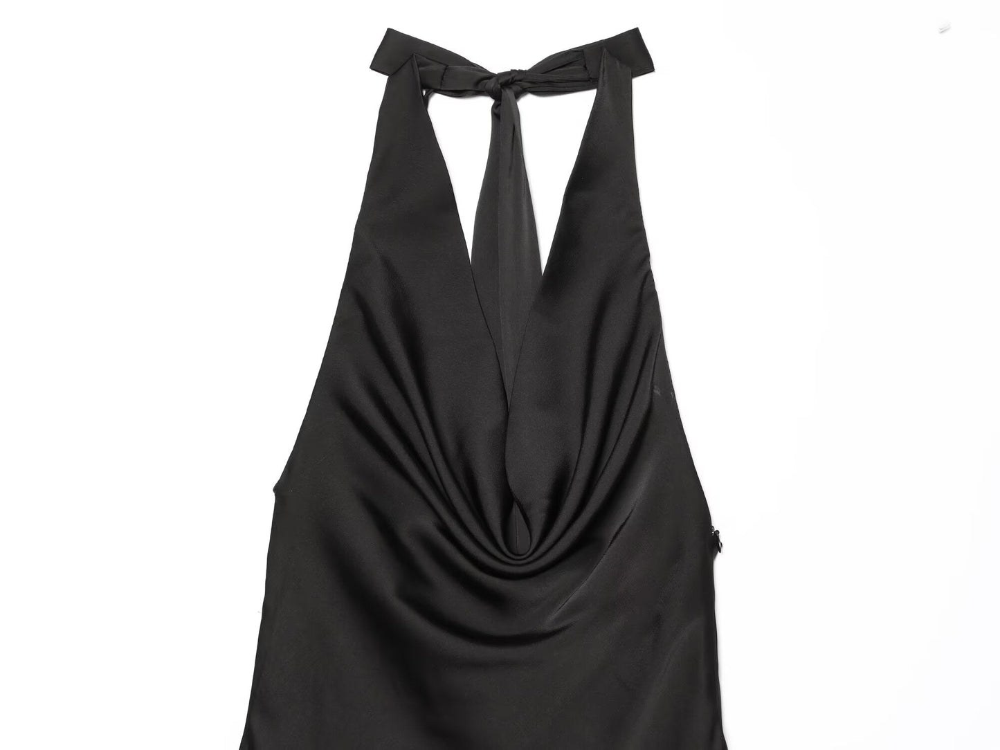 Women's satin textured halter neck dress