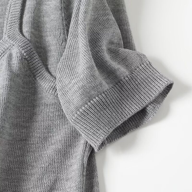 Women's new fashion casual short sleeved knitted T-shirt top