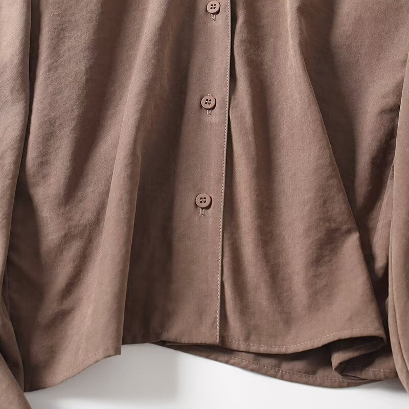 Women's new fashion scarf collar design casual long sleeved shirt