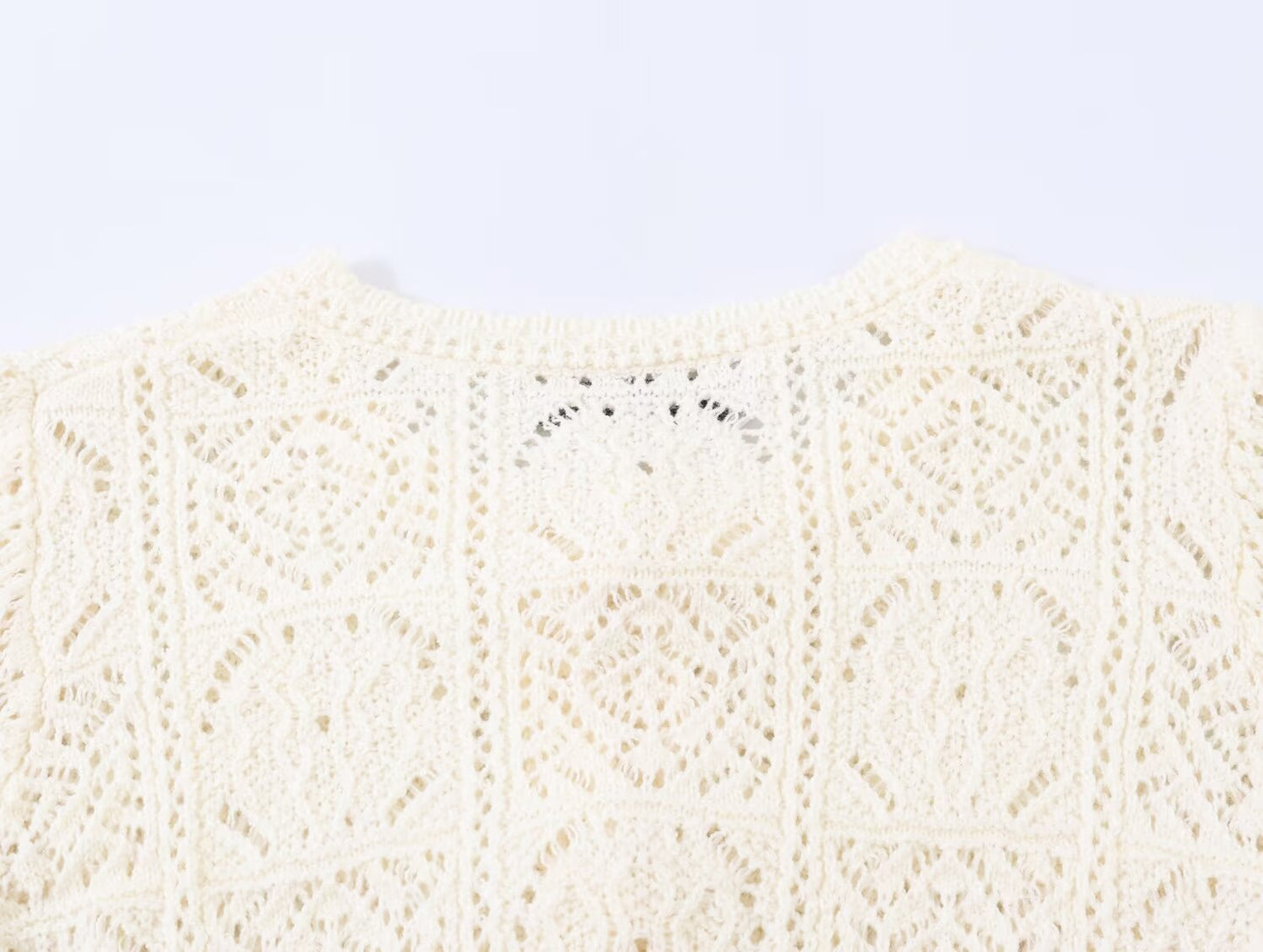 Women's short jacquard cotton knitted cardigan