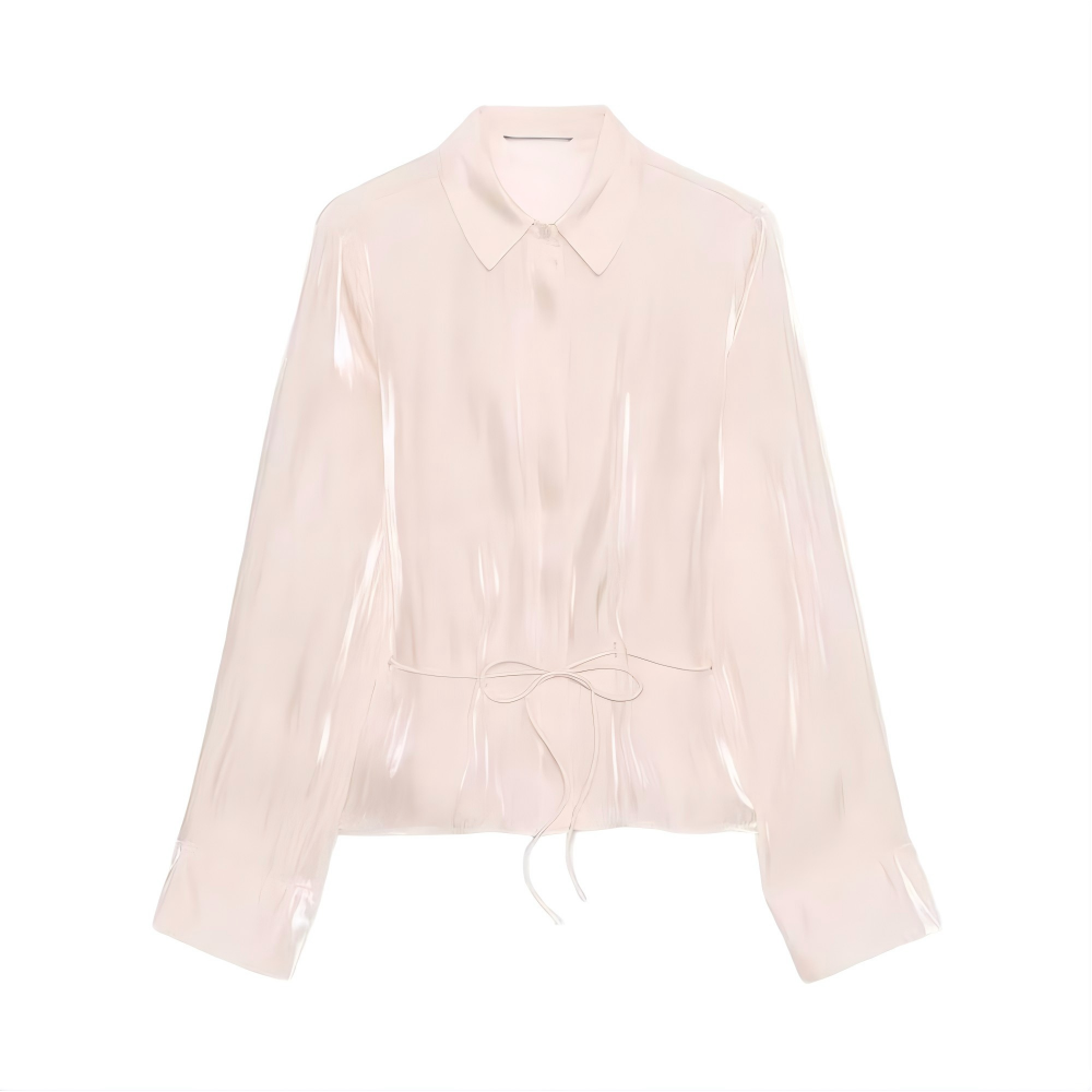 Women's metallic effect paired with belt shirt