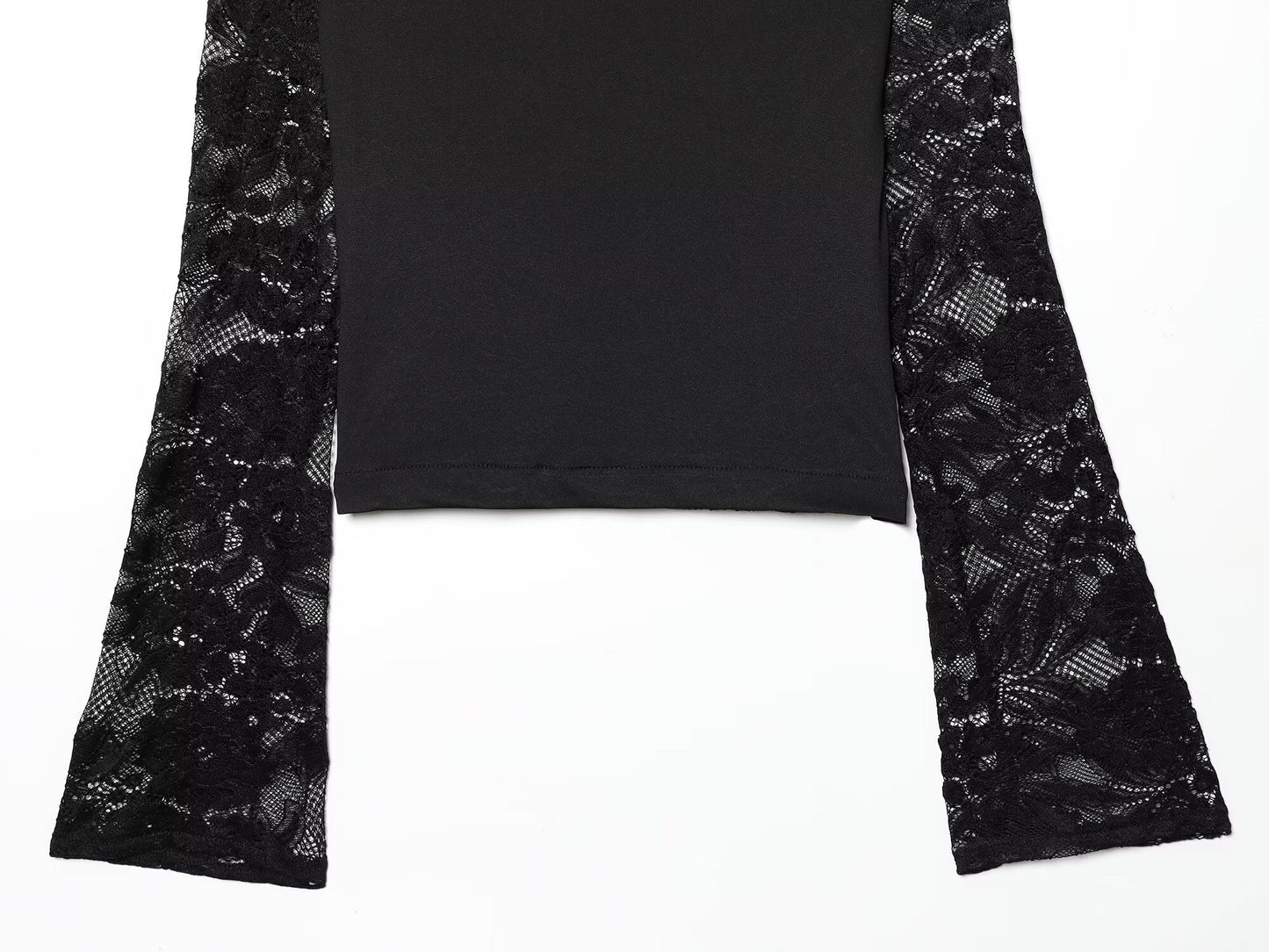 Women's lace patchwork hollow flared sleeve top