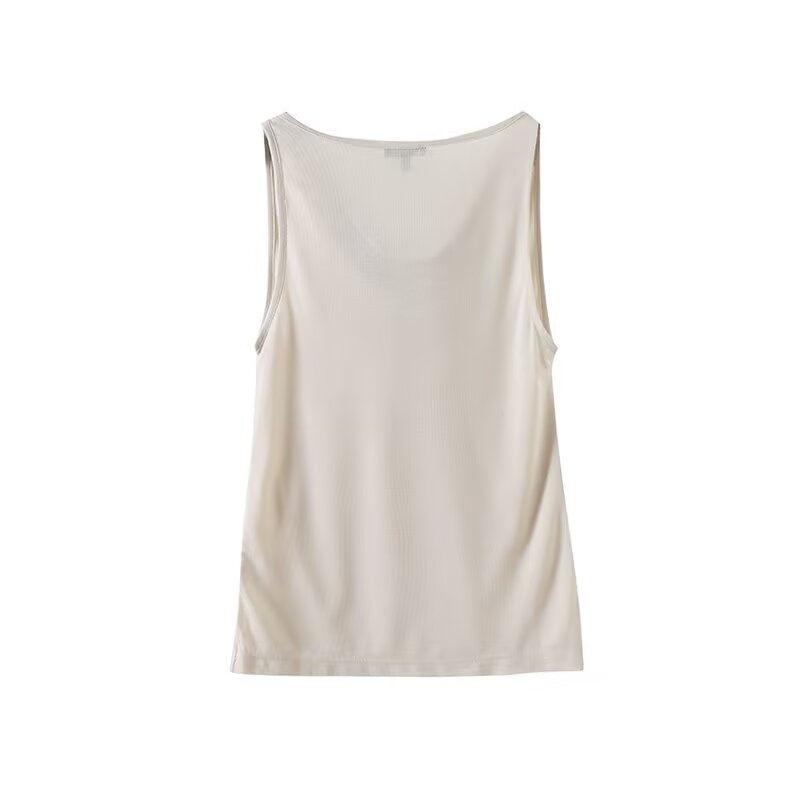 Women's New Fashion Solid Swing Collar Sleeveless T-shirt Top