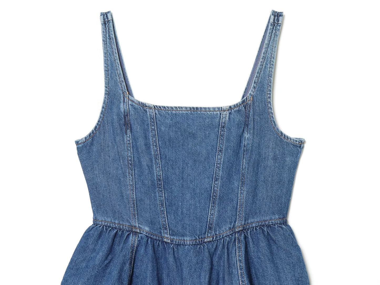 Women's layered decorative sleeveless denim mini dress