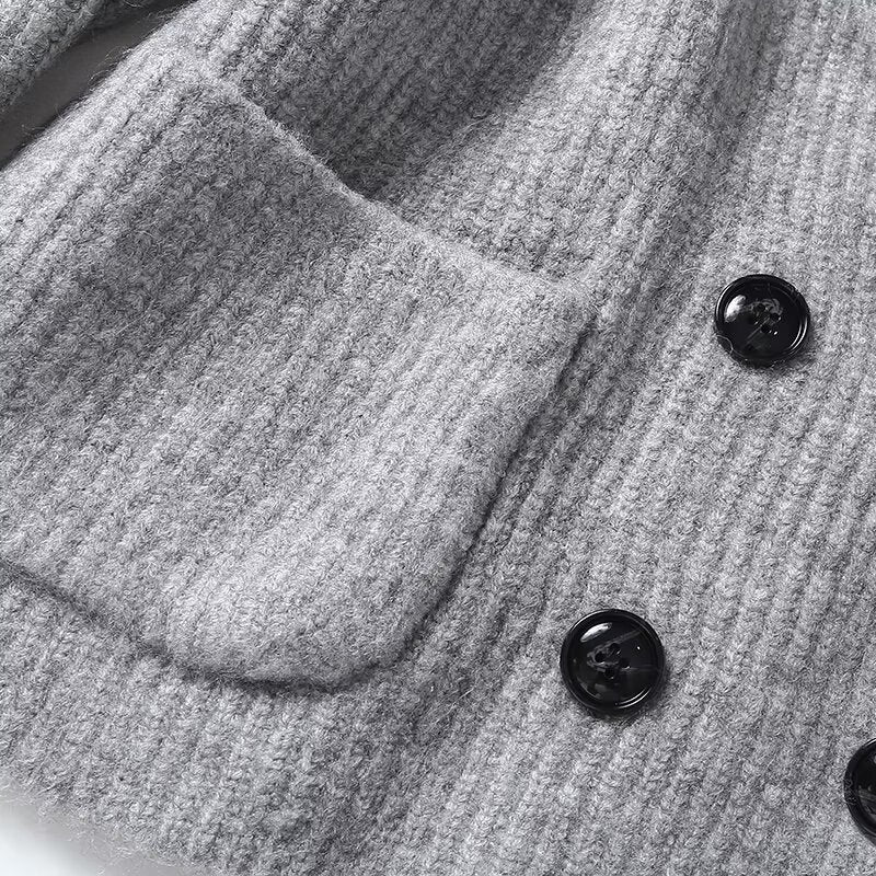 Women's soft texture double breasted knitted cardigan Coat