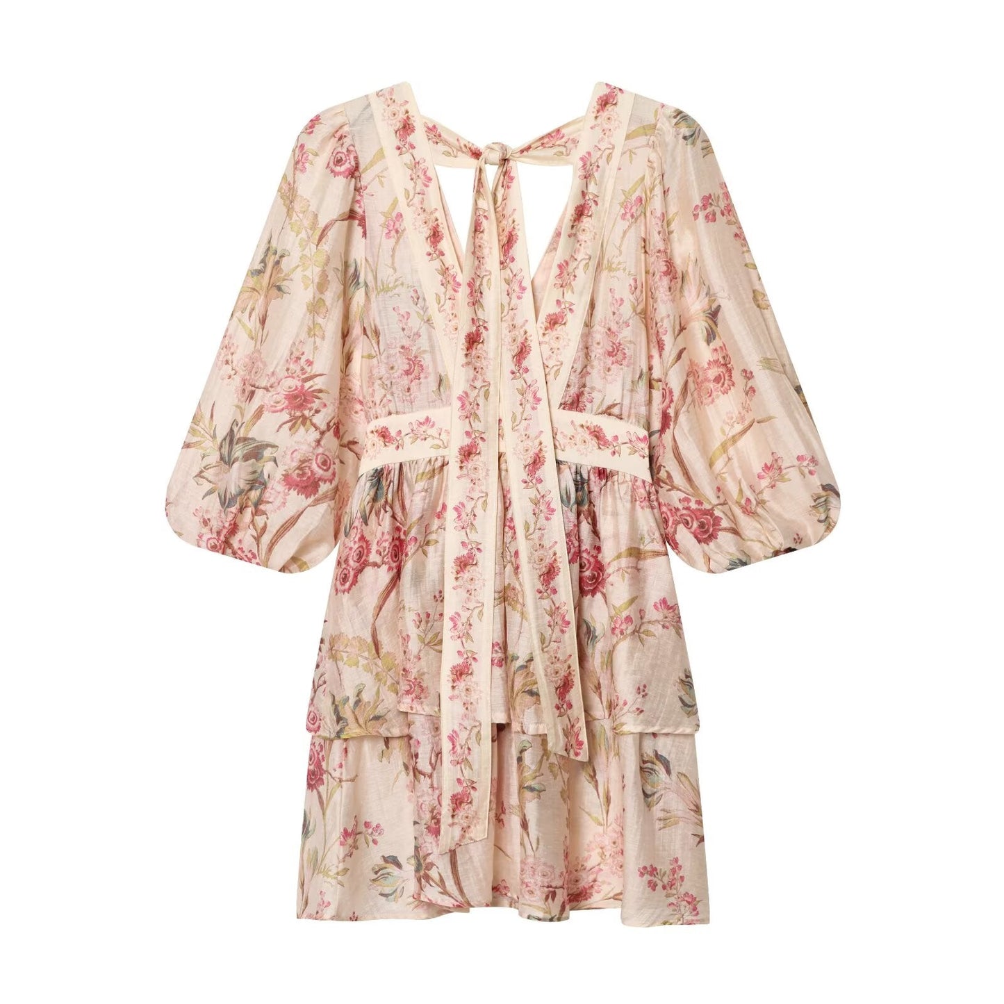 2026 Women's printed V-neck mini dress