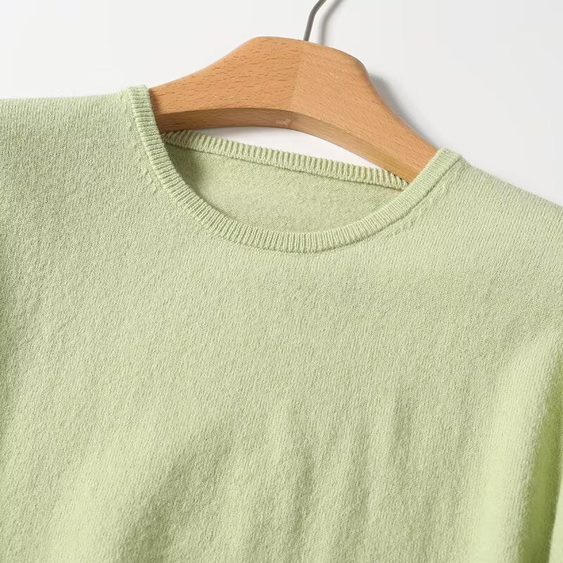 Women's Autumn Fashion Casual O-Neck Mid Sleeve Knitted Top