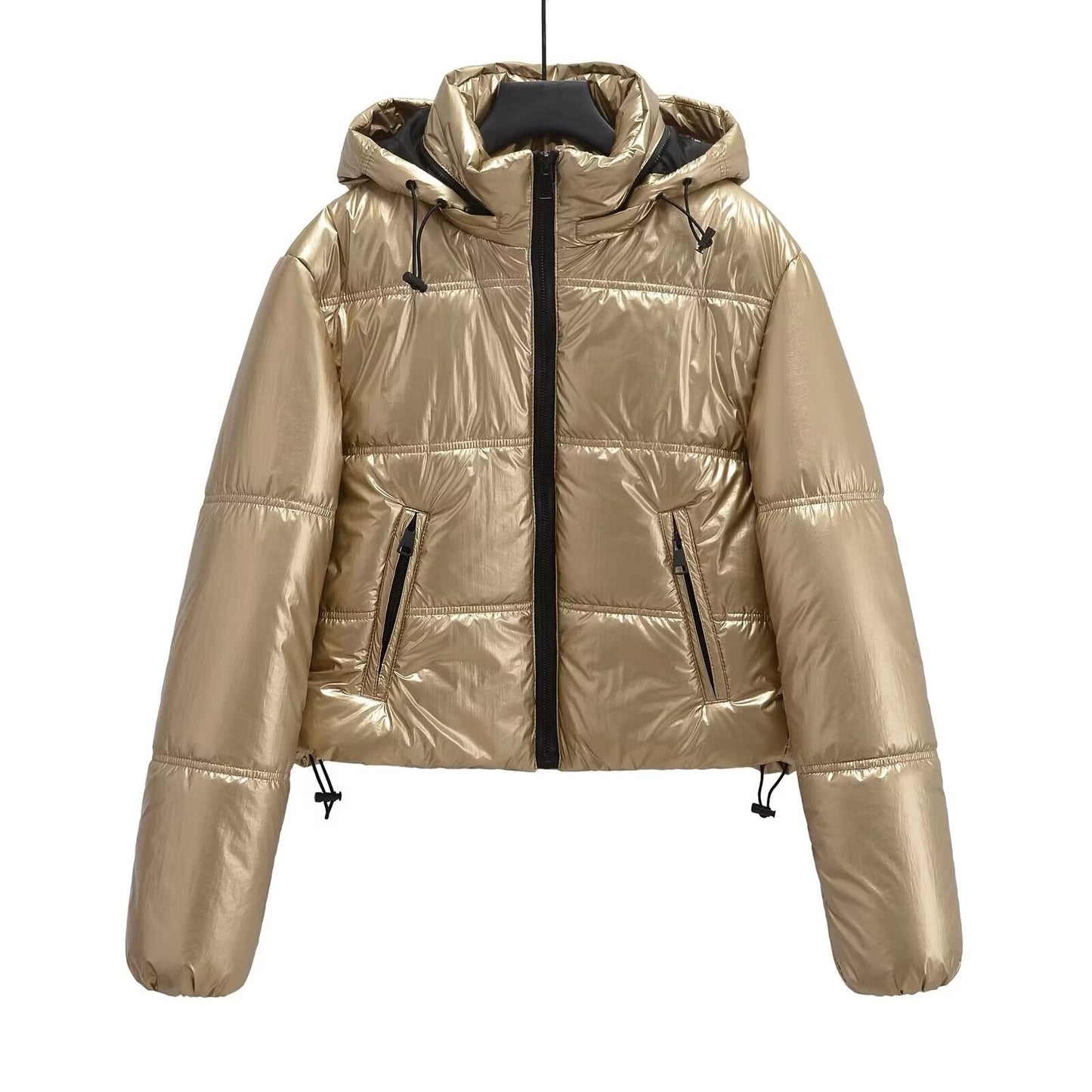 Women's metal series short thick hooded cotton Coat