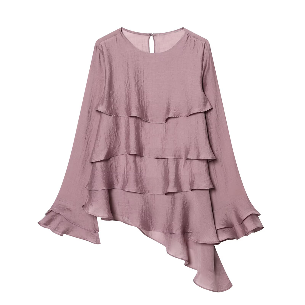 Women's layered decorative asymmetrical top
