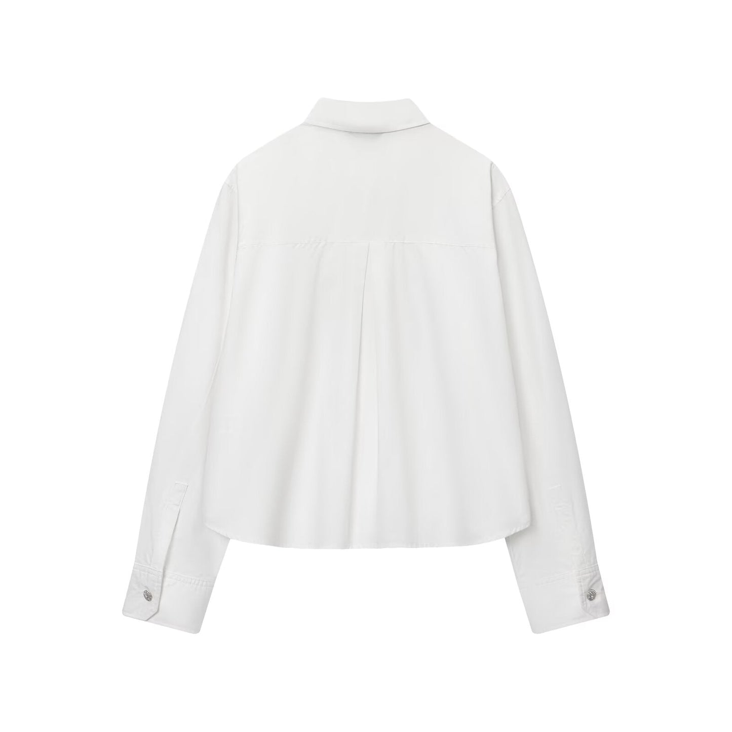 Women's jewelry button decoration poplin shirt