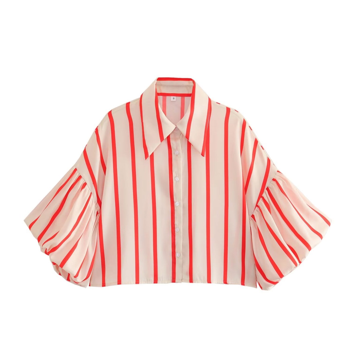 2026 Women's loose bubble sleeve printed shirt
