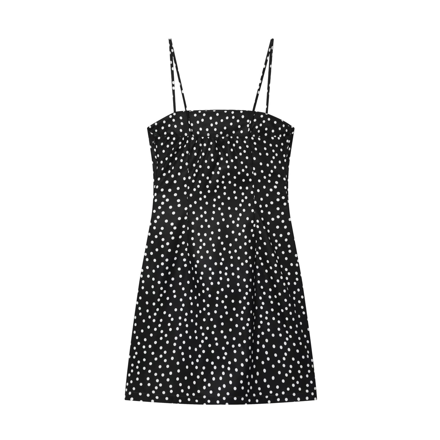Women's polka dot suspender mini dress