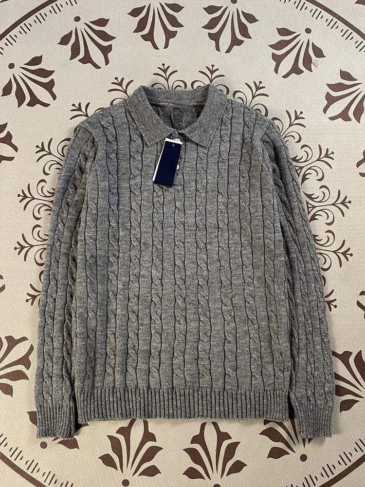 Women's embroidered POLO sweater with lapels