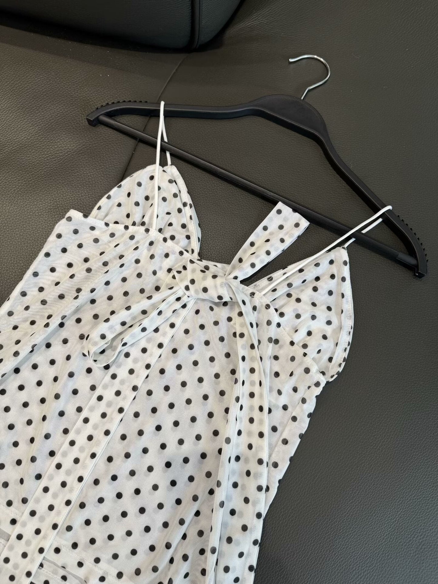 Women's 2025 new fashion scarf decoration polka dot printed top